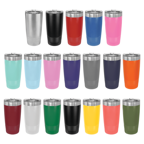Black 20 Oz. Ringneck Insulated Tumbler with Slider Lid and Silver Ring