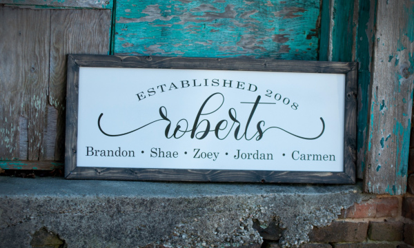 Family Name Established Sign